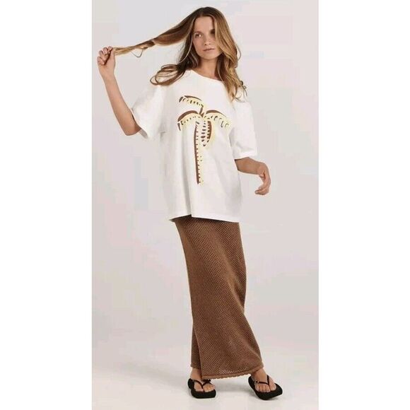 Charlie Holiday Palm‎ Boyfriend Tee Size S US 4 Oversized NWT - Picture 5 of 9